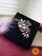 Рассвет сверкающий гребень заколка розовый беж нюд на голову украшение