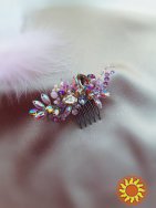 Рассвет сверкающий гребень заколка розовый беж нюд на голову украшение