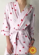 Жіночий халат на поясі з малюнком "Loveu" (арт. LGK 208/25/01)