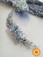 Серебристая туманность длинная пышная веточка гребень вечернее украшение на голову