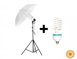 Компактний набір для фото- та відеозйомки: стійка, кріплення, парасолька, лампа