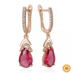 Матеріал: мідь + натуральний кубічний циркон + покриття з рожевого золота 585 проби + мікро-віск