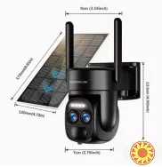 Сонячна Wi-Fi камера безпеки 1080p з кольоровим нічним баченням, прожектором, сиреною та двостороннім зв’язком