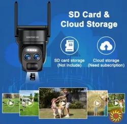 Сонячна Wi-Fi камера безпеки 1080p з кольоровим нічним баченням, прожектором, сиреною та двостороннім зв’язком