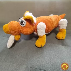 Іграшка тигр велика в'язана м'яка дитяча ручна робота