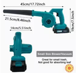 Бездротовий пилосос та повітродувка з двома акумуляторами 1300 мАг і зарядним пристроєм