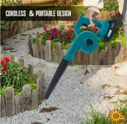 Бездротовий пилосос та повітродувка з двома акумуляторами 1300 мАг і зарядним пристроєм