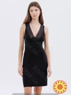 Жіноча чорна нічна сорочка з мереживом на широкій бретелі "Amour" (60047) (арт. 1669)