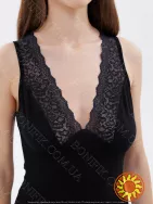 Жіноча чорна нічна сорочка з мереживом на широкій бретелі "Amour" (60047) (арт. 1669)