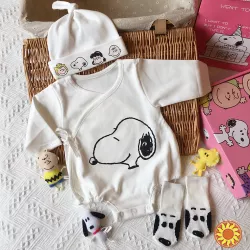 Комплект для немовля 'Снупі': боді + шапочка + шкарпетки