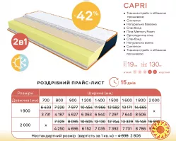 Матрац Denim Capri безпружинний з Меморі та різною жорсткістю сторін -42%!