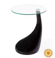 Стіл журнальний круглий скляний Перла, білий, чорний