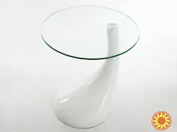 Стіл журнальний круглий скляний Перла, білий, чорний