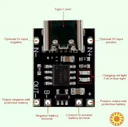 Мини контроллер заряда с защитой TP4057 USB-Type-C 5В 1А