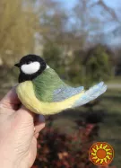 Брош валяна синичка іграшка хендмєйд птиця підвіска валяна прикраса інтерєрна Синица игрушка сувенір