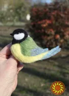 Брош валяна синичка іграшка хендмєйд птиця підвіска валяна прикраса інтерєрна Синица игрушка сувенір