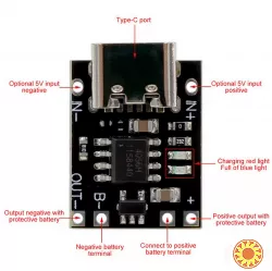 Мини-контроллер заряда TP4057 USB-Type-C 5V 1A