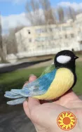 Брошка войлочна синичка птичка валяна з шерсті підвіска іграшка інтерєрна брош подарунок сувенір