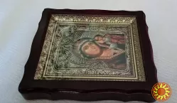 Икона грузинская Богородицы. Медь с серебром.