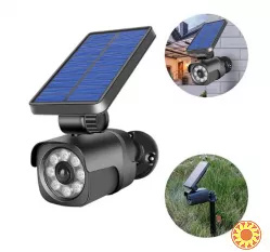 Сонячний світлодіодний ліхтар безпеки з датчиком руху та ефектом відеоспостереження