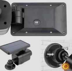 Сонячний світлодіодний ліхтар безпеки з датчиком руху та ефектом відеоспостереження