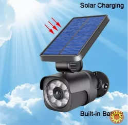 Сонячний світлодіодний ліхтар безпеки з датчиком руху та ефектом відеоспостереження