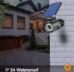 Сонячний світлодіодний ліхтар безпеки з датчиком руху та ефектом відеоспостереження