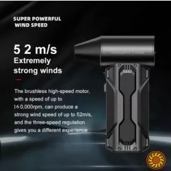 Переносний турбовентилятор із LED-підсвічуванням та безщітковим двигуном 160 000 об/хв