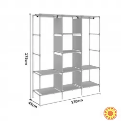 Складной каркасный тканевый шкаф на три секции 130*45*175 каркасная мебель
