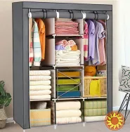 Складной каркасный тканевый шкаф на три секции 130*45*175 каркасная мебель