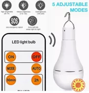 Акумуляторна LED-лампочка 7Вт з пультом дистанційного керування, час роботи до 5годин