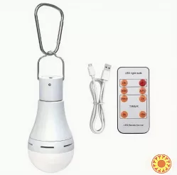 Акумуляторна LED-лампочка 7Вт з пультом дистанційного керування, час роботи до 5годин