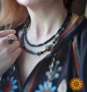 Черепаха дворядне подвійне намисто кольє коралі чорний сірий зелений кокос дерев'яні