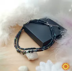 Черепаха дворядне подвійне намисто кольє коралі чорний сірий зелений кокос дерев'яні