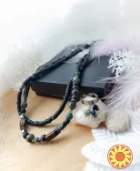 Черепаха дворядне подвійне намисто кольє коралі чорний сірий зелений кокос дерев'яні