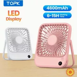 Портативний настільний вентилятор, акумуляторний, час роботи від 10 годин