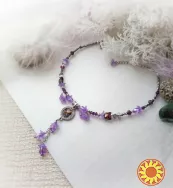 Метелики чокер намисто кольє підвіски квіти бузковий лавандовий фіолетовий муранське скло гематит шию