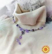 Метелики чокер намисто кольє підвіски квіти бузковий лавандовий фіолетовий муранське скло гематит шию