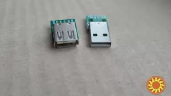 Разъем USB типа Б (папа) и Разъем USB типа A (мама) на плате