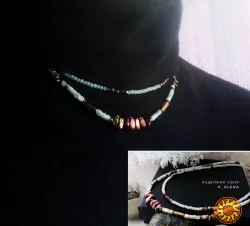 Подвійний чокер намисто білий золотий гематит перламутр натуральний кришталь на шию