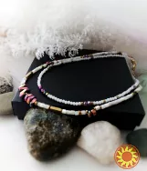 Подвійний чокер намисто білий золотий гематит перламутр натуральний кришталь на шию