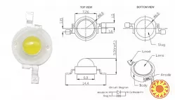 Светодиод для фонарика ,подсветки на 1 Вт.1 W