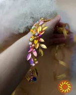 Осіння казка обруч вінок діадема обідок паєтки перлини золотистий фіолетовий бузковий червоний сцена