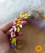 Осіння казка обруч вінок діадема обідок паєтки перлини золотистий фіолетовий бузковий червоний сцена