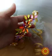 Осіння казка обруч вінок діадема обідок паєтки перлини золотистий фіолетовий бузковий червоний сцена