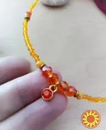 Помаранчевий чокер намисто кольє кришталь гематит мінерал камінь підвіска оранж