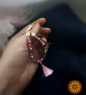 Рожеві мрії чокер намисто для дівчинки літня прикраса китиці рожевий білий золотистий