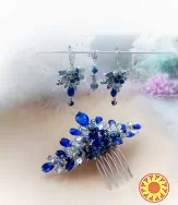 Ярослава сапфірова набір вишуканих прикрас синій електрик прозорий сріблястий святкові прикраси