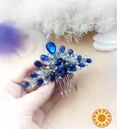 Ярослава сапфірова набір вишуканих прикрас синій електрик прозорий сріблястий святкові прикраси