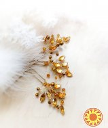 Подарок три авторских шпильки золотистый янтарный для волос украшение